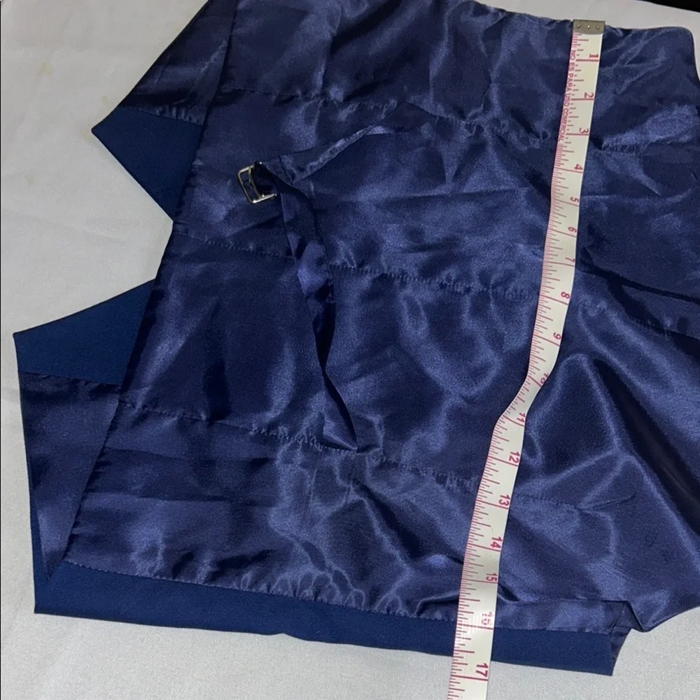 Navy Blue High-Waisted Dress Pants with Tapered Fit